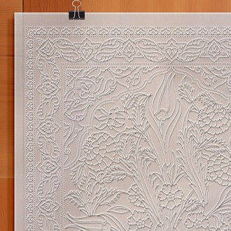 Perforated Stencil 40x60 cm. Oversized - Double Bird and Vase Motif Tile Pattern