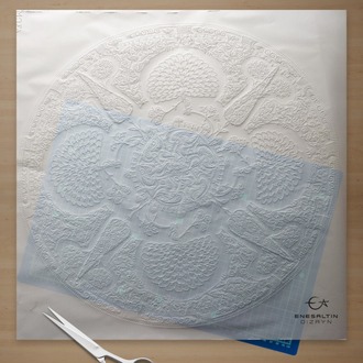 Perforated Stencil 50 cm. - Baba Nakkaş Rumi Göbekli 16 Wheel of Fortune Lotus Tile Plate Pattern