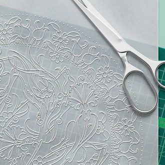 Perforated Stencil 30 cm. - Tile Plate Pattern with Broken Tulip and Carnation Motif