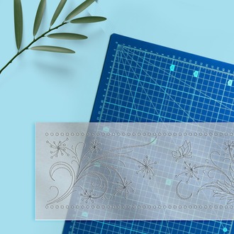 Perforated Stencil Pattern 9 x 25 cm - Silhouette Flower Leaf Butterfly Motif Tile Mug/Tile Pattern