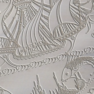 Perforated Stencil 30 cm. - Classic Galleon and Fish Tile Plate Pattern