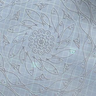 Perforated Stencil 30 cm. - Tile Plate Pattern with Herd of Fish Motif