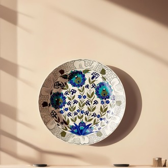 Perforated Stencil 40 cm. - Classic Iznik Lily and Hyacinth Tile Plate Pattern