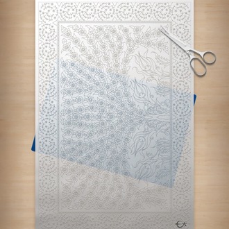 Perforated Stencil 40x60 cm. Oversized - Cemre Garden Geometric Form Tree of Life Tile Pattern