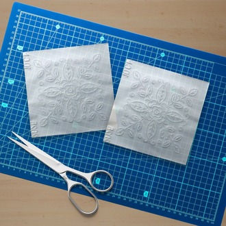 Perforated Stencil Pattern 10 x 10 cm – 2 Copies of Sicilian Style Minimal Leaf Tile Pattern