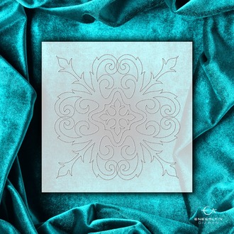 Perforated Stencil 10 x 10 cm – 2 Copies of Vintage Mosaic Tile Motif Tile Pattern