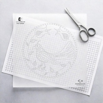 Perforated Stencil 25 cm. - Seljuk Period Tile Pattern with Tulips and Pigeon Motif
