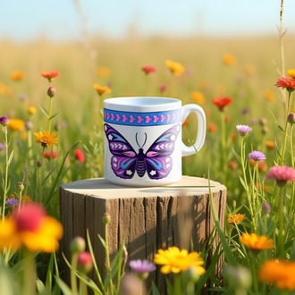 Perforated Stencil Pattern 9 x 25 cm - Exotic Butterfly Tile Mug Pattern / Tile Pattern