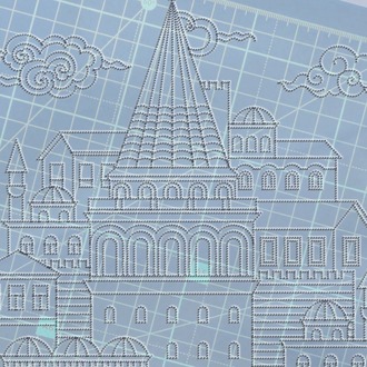 Perforated Stencil -  Istanbul Galata Tower Composition Tile Pattern