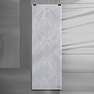 Perforated Stencil 20 x 60 cm. - Turkiye Rustem Paşa Symmetric Hatayi Tulip Tile 3-Panel Pattern