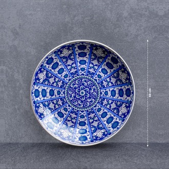 Perforated Stencil 50 cm. - Baba Nakkaş Rumi Göbekli 16 Wheel of Fortune Lotus Tile Plate Pattern