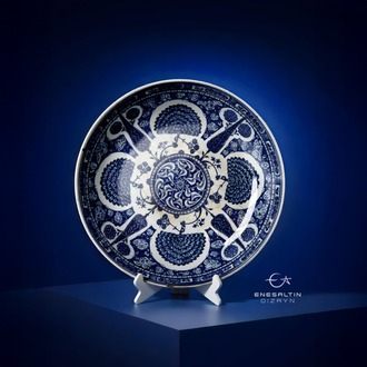 Perforated Stencil 43 cm. - Baba Nakkaş Rumi Göbekli 16 Wheel of Fortune Lotus Tile Plate Pattern