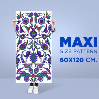 Perforated Stencil 60x120 cm. MAXI SIZE - Hatayi and Dagger Leaf Motif Tile Pattern