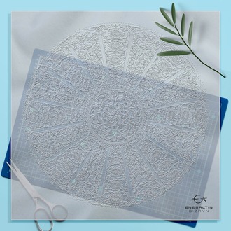 Perforated Stencil 43 cm. - Baba Nakkaş Rumi Göbekli 16 Wheel of Fortune Lotus Tile Plate Pattern