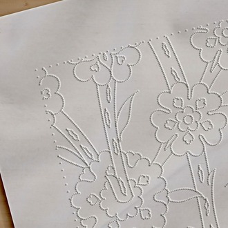 Perforated Stencil 20 x 20 cm –  Section Motif Pomegranate and Penc Tile Pattern