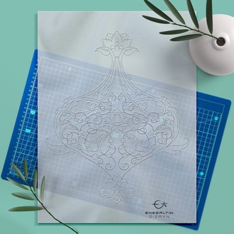 Perforated Stencil 25 x 30 cm. - Rumi Tile Pattern with Illumination Decoration Şemse Motif
