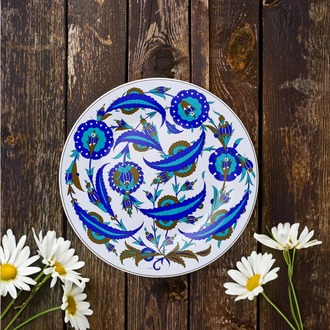 Perforated Stencil 40 cm. - Classic Iznik Hatayi and Dagger Leaf Tile Plate Pattern