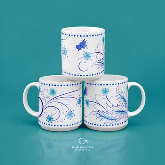 Perforated Stencil Pattern 9 x 25 cm - Silhouette Flower Leaf Butterfly Motif Tile Mug/Tile Pattern