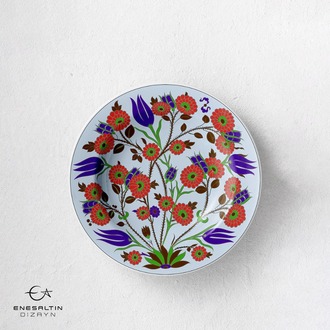 Perforated Stencil 30 cm. - Iznik Tile Pattern with Tulip Rose Plant Motifs