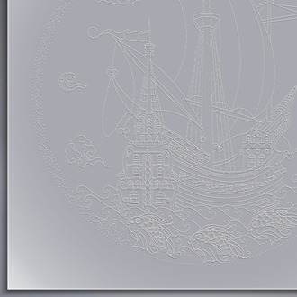 Perforated Stencil 30 cm. - Tile Plate Pattern with Galleon and Fish Motif