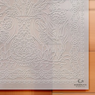 Perforated Stencil 40x60 cm. Oversized - Double Bird and Vase Motif Tile Pattern