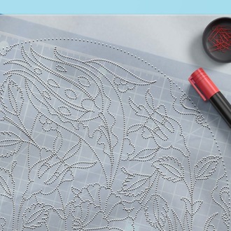 Perforated Stencil 18 cm. - Tulip Rose Plant Motif Tile Pattern