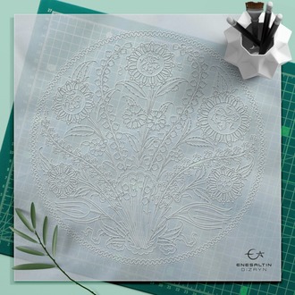 Perforated Stencil 30 cm. - Hyacinth and Thorn Plant Motif Iznik Tile Pattern