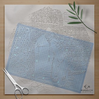 Perforated Stencil 50 cm. Oversized - Osman Hamdi Bey Turtle Trainer Tile Plate Pattern