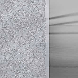 Perforated Stencil 20 x 60 cm. - Minimal Vertical Panel Symmetric Hatayi and Tulip Seamless Tile Pat