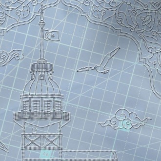 Perforated Stencil 20 x 20 cm. - Istanbul Maiden's Tower Rumi Arched Motif Tile Pattern