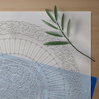 Perforated Stencil 40 / 43 cm - Baba Nakkaş 1490 Rumi Lotus Almond Edge Tile Plate Pattern