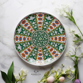 Perforated Stencil 43 cm. - Baba Nakkaş Rumi Göbekli 16 Wheel of Fortune Lotus Tile Plate Pattern
