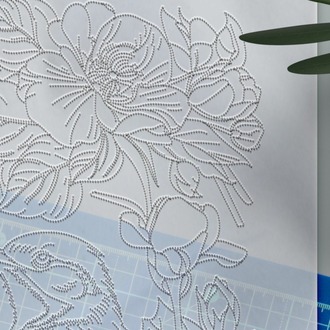 Perforated Stencil 20x40 cm. - Bird and Ivy Flower Exotic Motif Tile Pattern