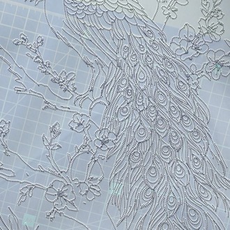 Perforated Stencil 20x40 cm. - Exotic Peacock Motif Tile Pattern