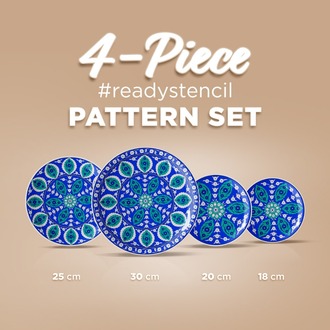 Perforated Stencil Set 4-Piece - Iznik Tile Pattern with Galleon Motif