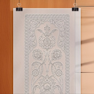 Perforated Stencil 25x100 cm. MAXI SIZE - Herbal Hatayi Vase Motif Tile Pattern
