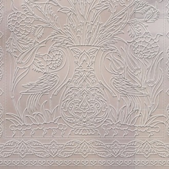Perforated Stencil 40x60 cm. Oversized - Double Bird and Vase Motif Tile Pattern