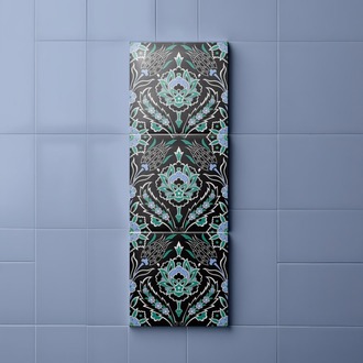 Perforated Stencil 20 x 60 cm. - Minimal Vertical Panel Symmetric Hatayi and Tulip Seamless Tile Pat