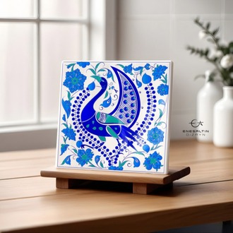 Perforated Stencil 20 x 20 cm. - Seljuk Peacock and Free Lotus Motif Tile Pattern