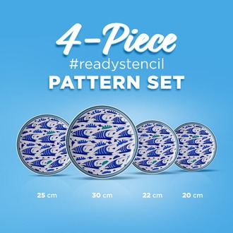 Perforated Stencil Set 4-Piece - Iznik Tile Pattern with Galleon Motif