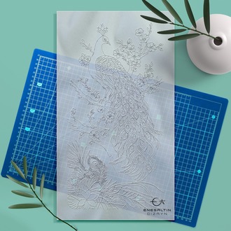 Perforated Stencil 20x40 cm. - Exotic Peacock Motif Tile Pattern