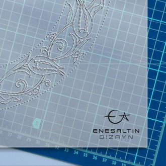 Perforated Stencil 25 cm. - Ivy Tulip Motif Tile Plate Edge Pattern