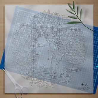Şablon Desen 30 veya 33 cm'e uygun -  Kaplumbağa Terbiyecisi Çini Tabak Deseni