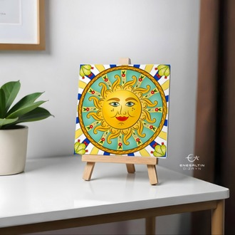 Şablon Desen 20 x 20 cm. - Sicilya Tarzı Barok Güneş Güzeli Çini Karo Deseni