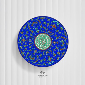 Şablon Desen 40 cm -   1565 İznik Arabesk Rumi Çini Tabak / Karo Deseni