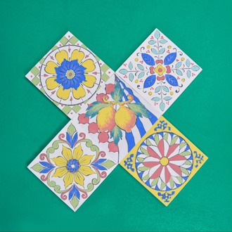 Tahrirli Ürün - 1. Versiyon Sicilya Tarzı 10 x 10 cm Tahrirli 5'li Karo Seti