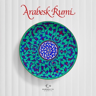 Şablon Desen 40 cm -   1565 İznik Arabesk Rumi Çini Tabak / Karo Deseni