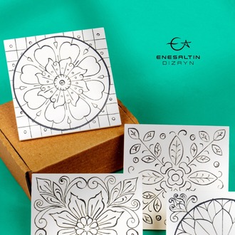Tahrirli Ürün - 1. Versiyon Sicilya Tarzı 10 x 10 cm Tahrirli 5'li Karo Seti