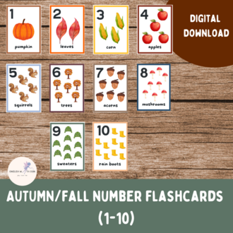 Autumn/Fall Number Flashcards (1–10)