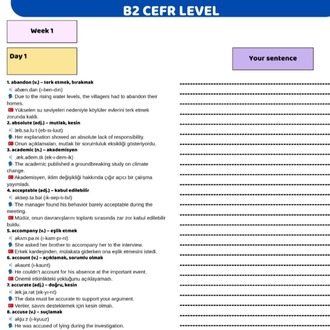 B2 SEVİYE ( Orta seviye )İNGİLİZCE KELİME LİSTESİ + QR KODLU DİNLEME